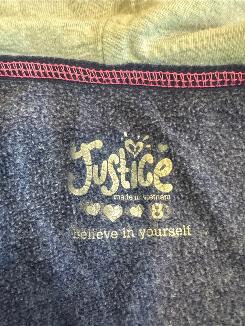 Justice Navy Zip Hoodie with Pink & Teal Accents